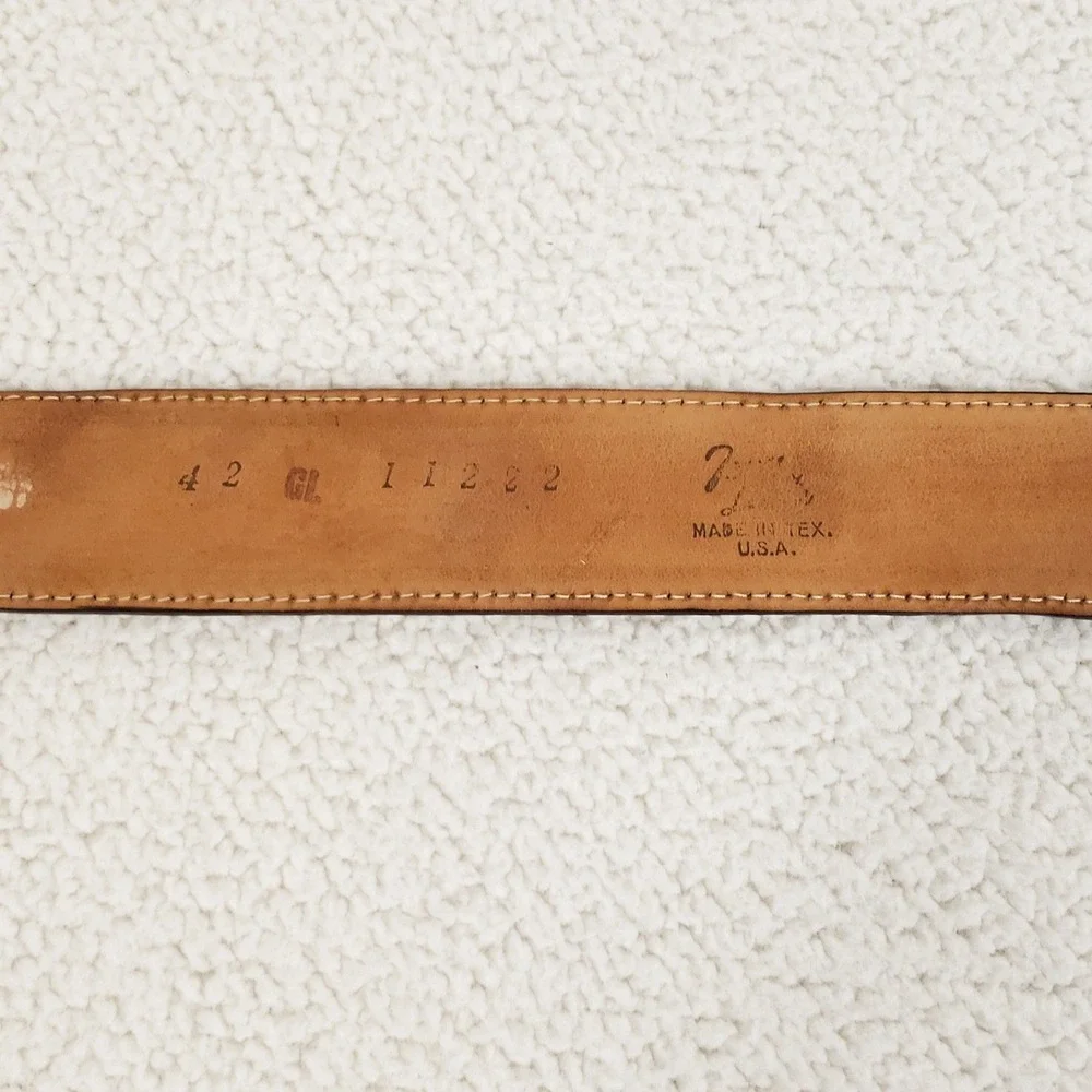 Tony Lama Leather Belt Mens 42 Cream Exotic Embossed Western Cowboy Made in USA